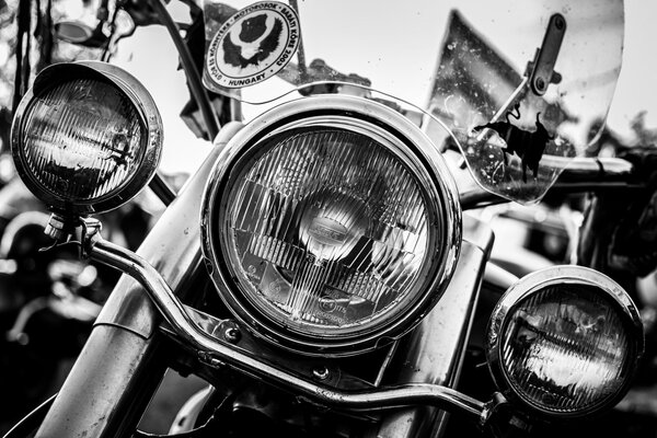 Famous motorcycle, black and white motorcycle