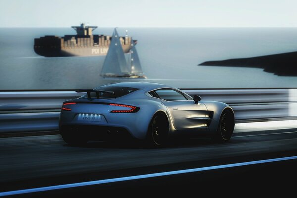 Aston martin roule à grande vitesse