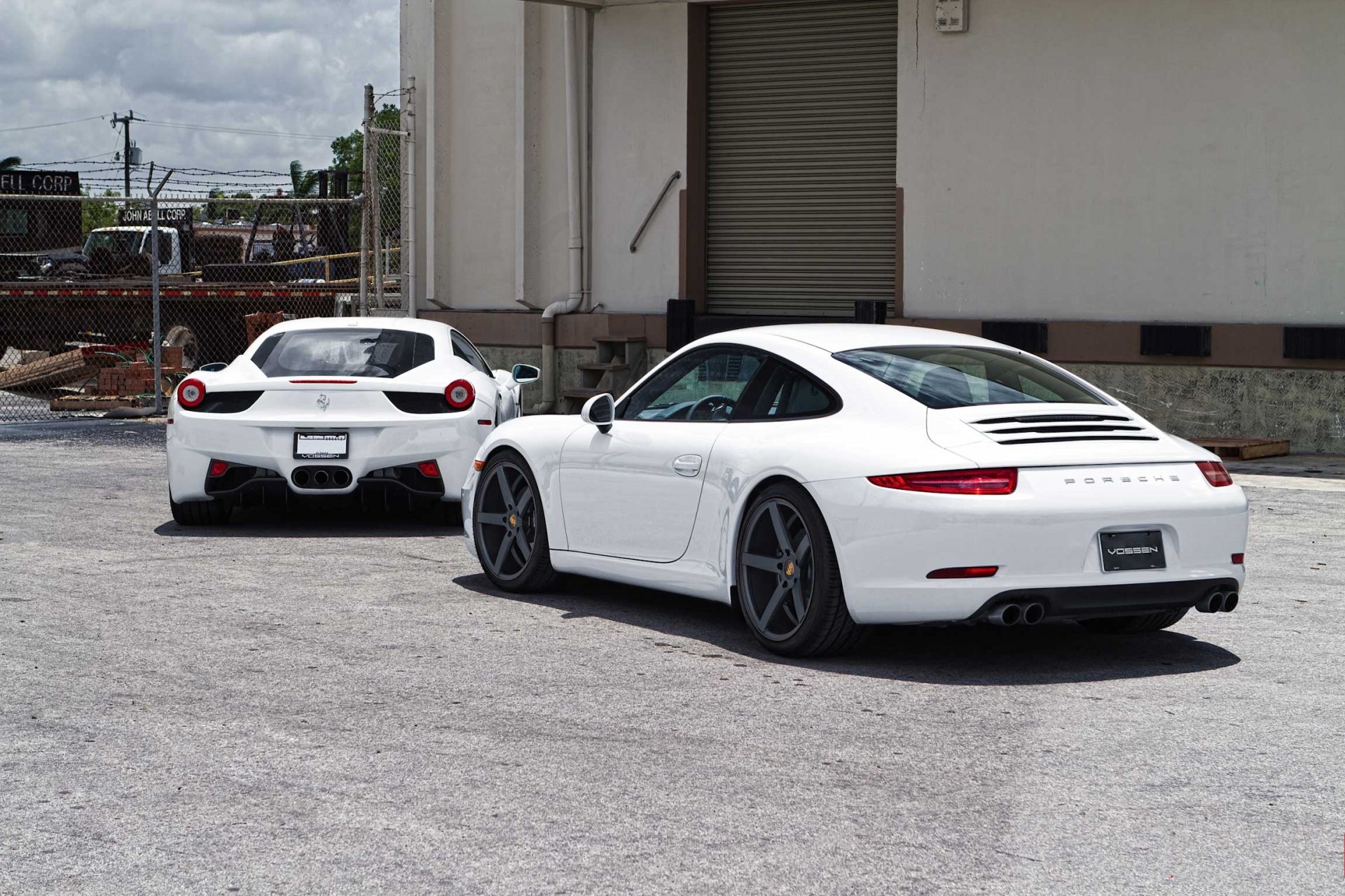 porsche 911 carrera ferrari 458 italia white porsche carrera ferrari italy white rear view