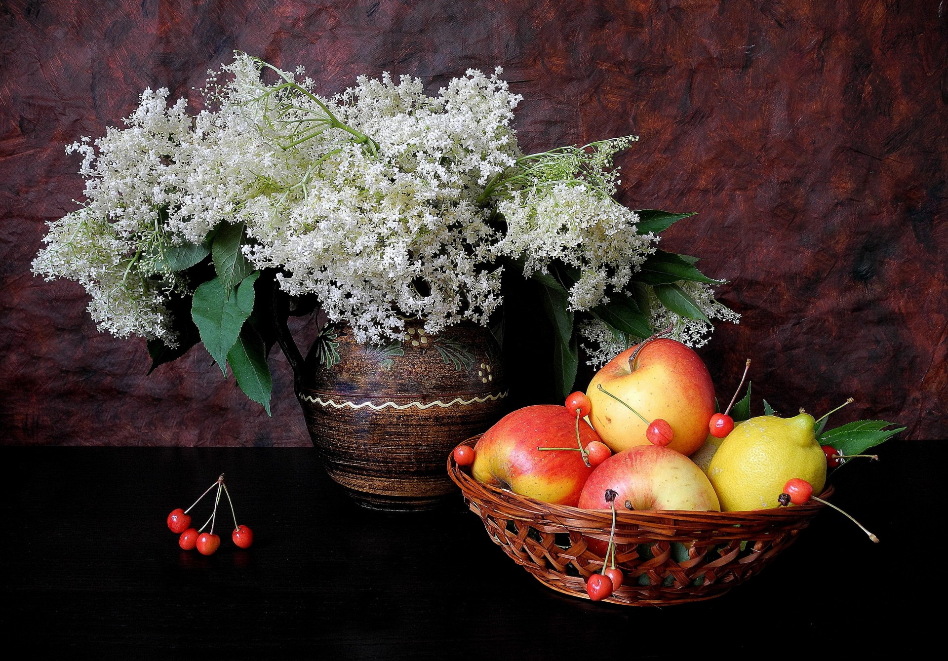 obst bett blumen