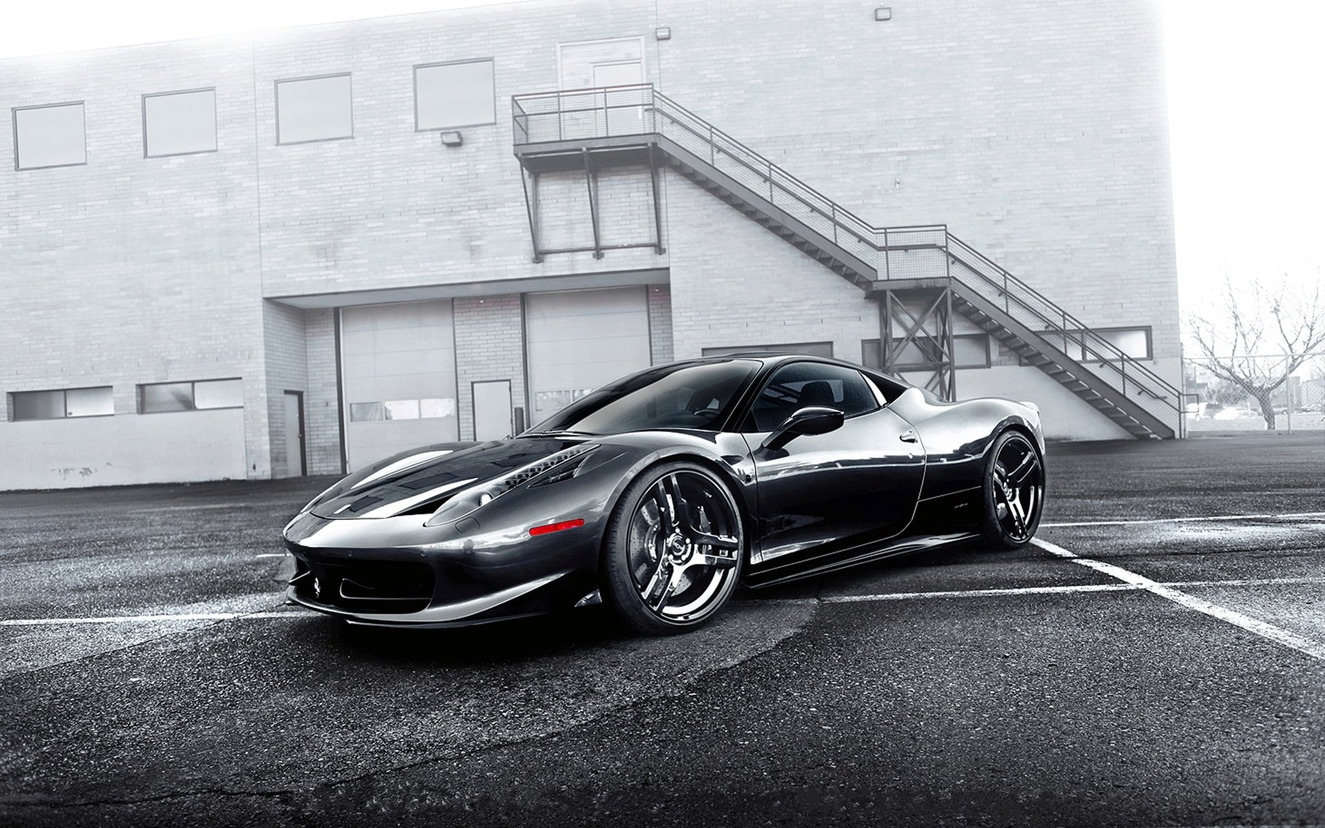 ferrari 458 italia grau gebäude ferrari italien vorderansicht treppe