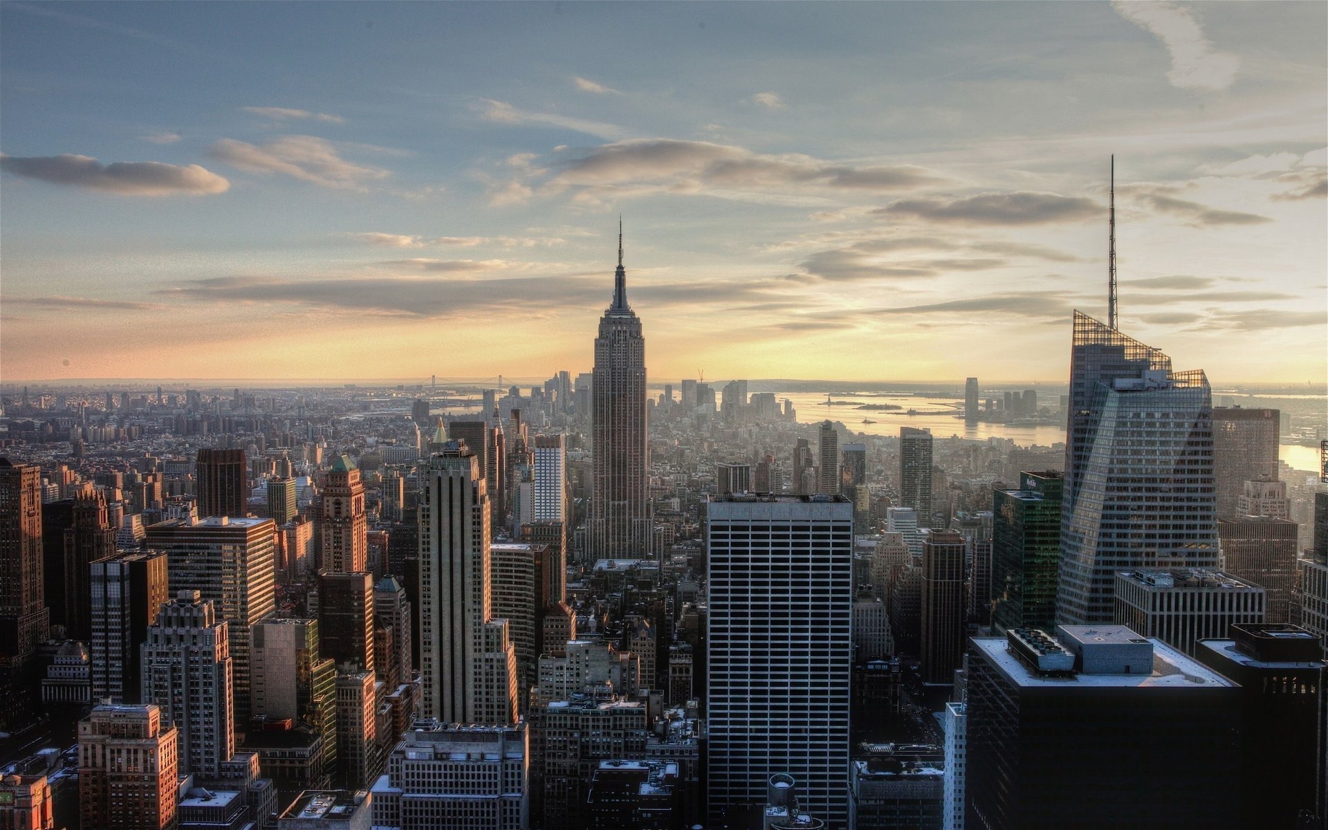 new york manhattan empire state building нью-йорк город рассвет