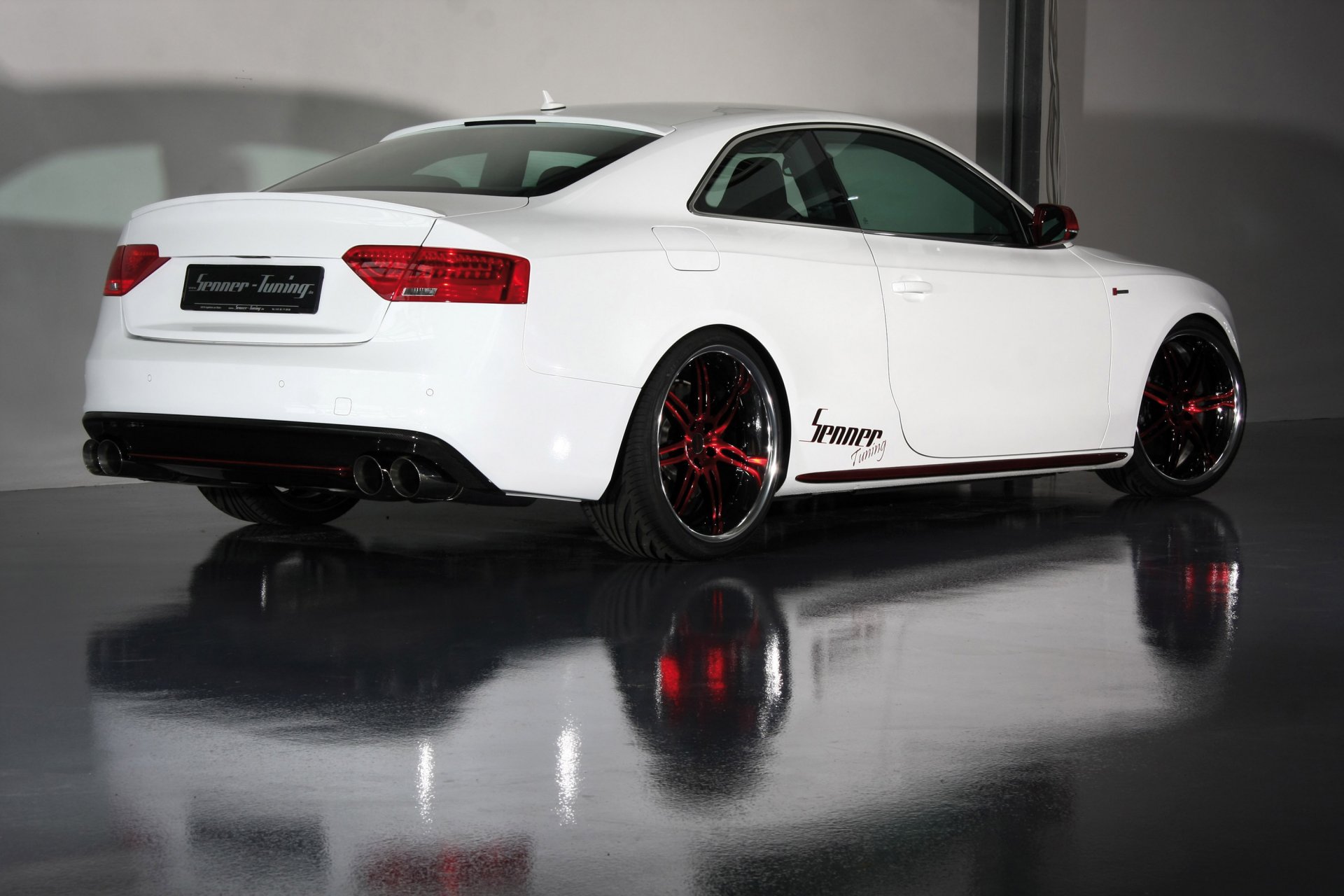 audi s5 biały senner tuning koła audi c5 czerwone felgi