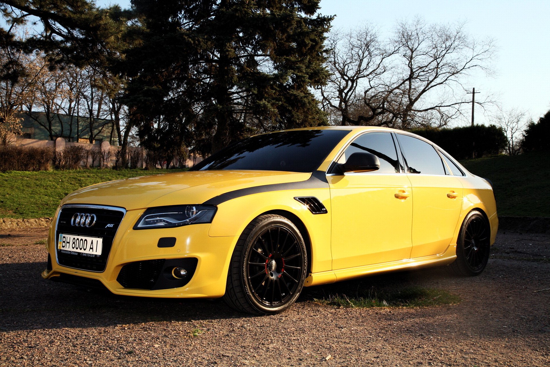 audi a4 amarillo sedán coche auto audi tuning