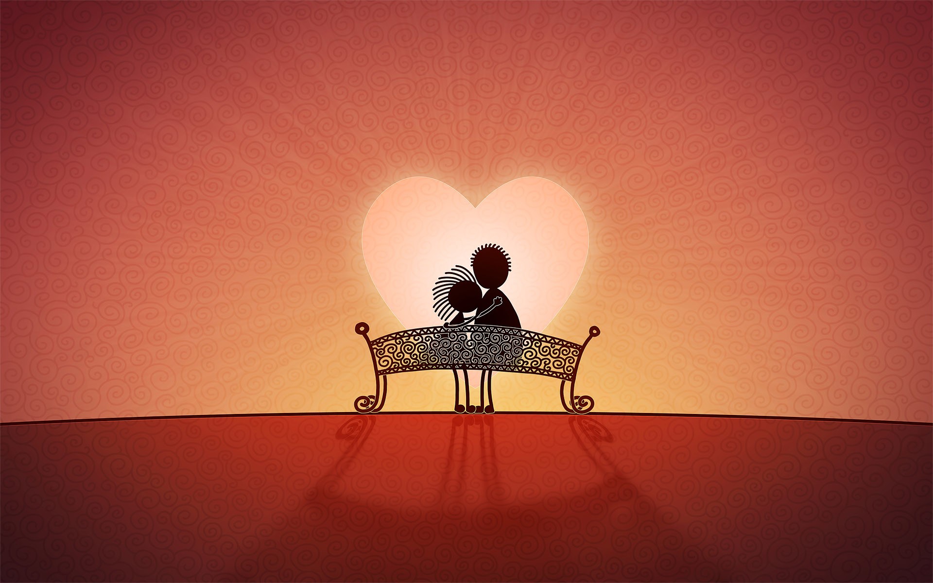 amour banc coeur