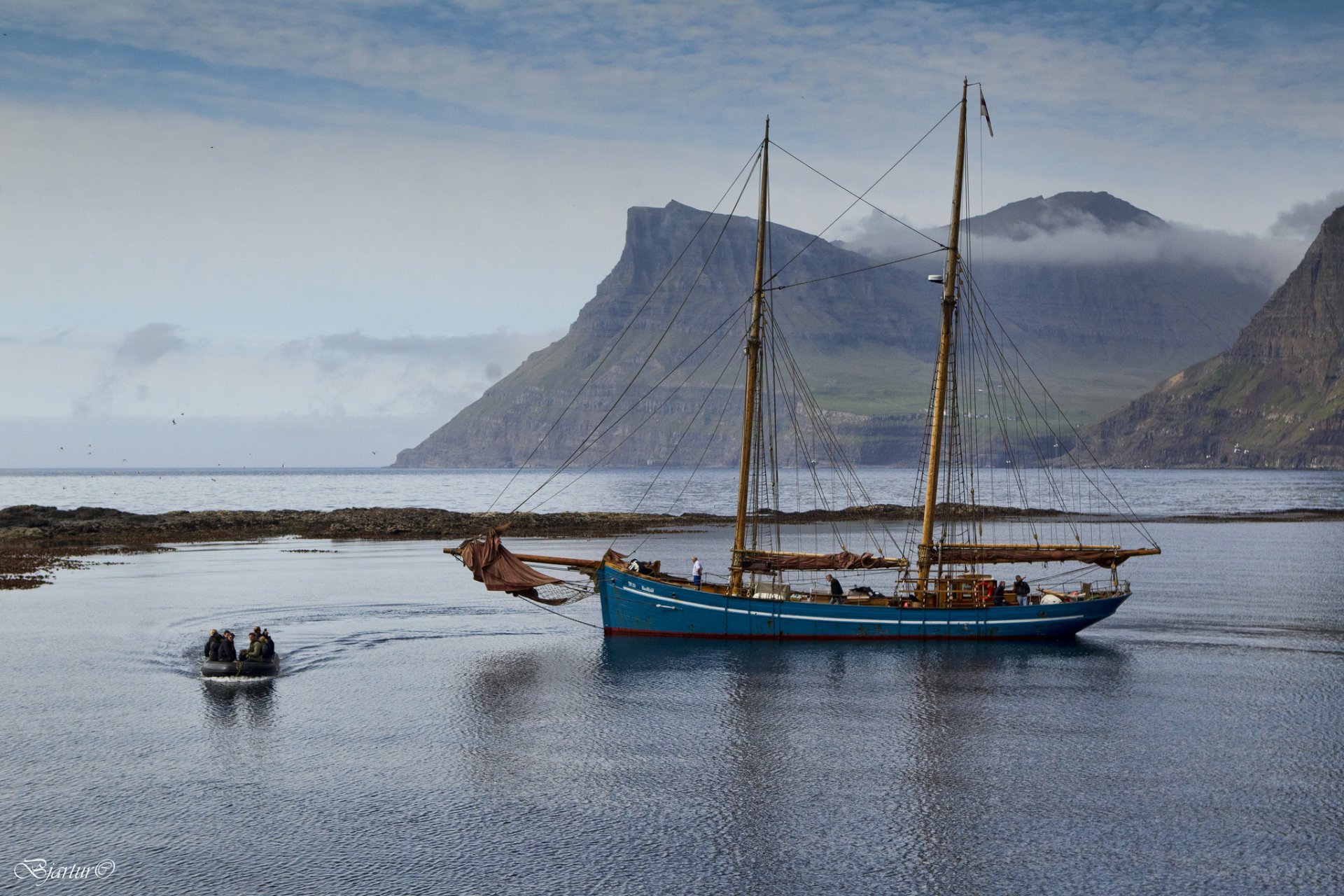 faroe islands denmark yacht mountain boat bay