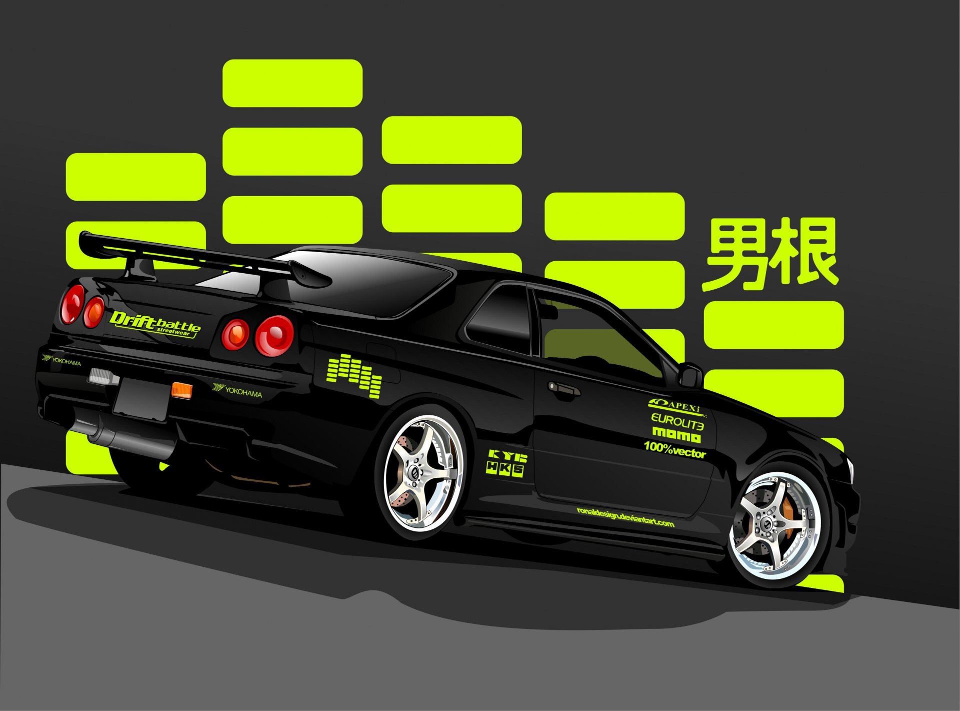 nissan horizon r34 black rear nissan skyline vector