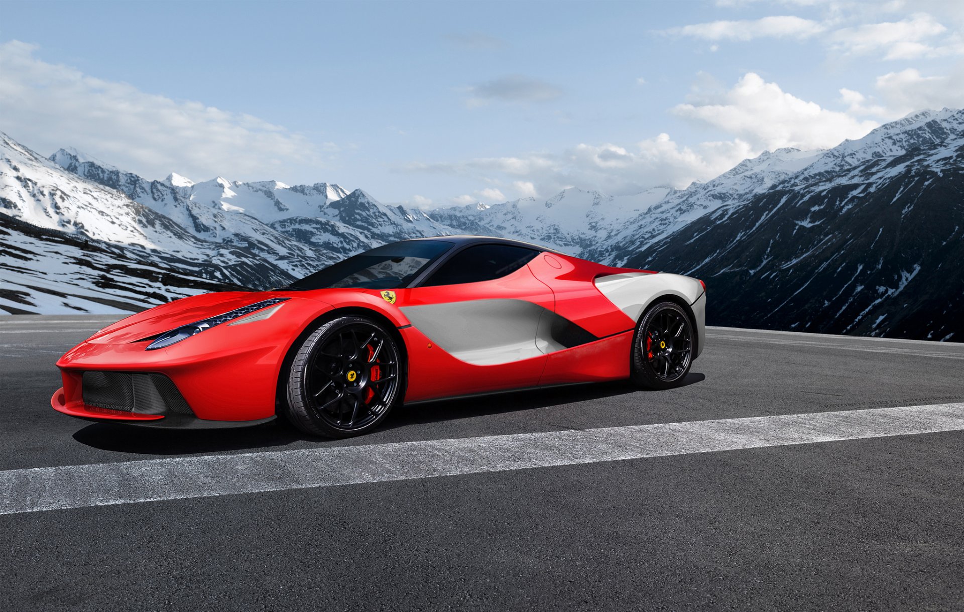 ferrari laferrari rosso profilo aksenov nikita andreevich montagne