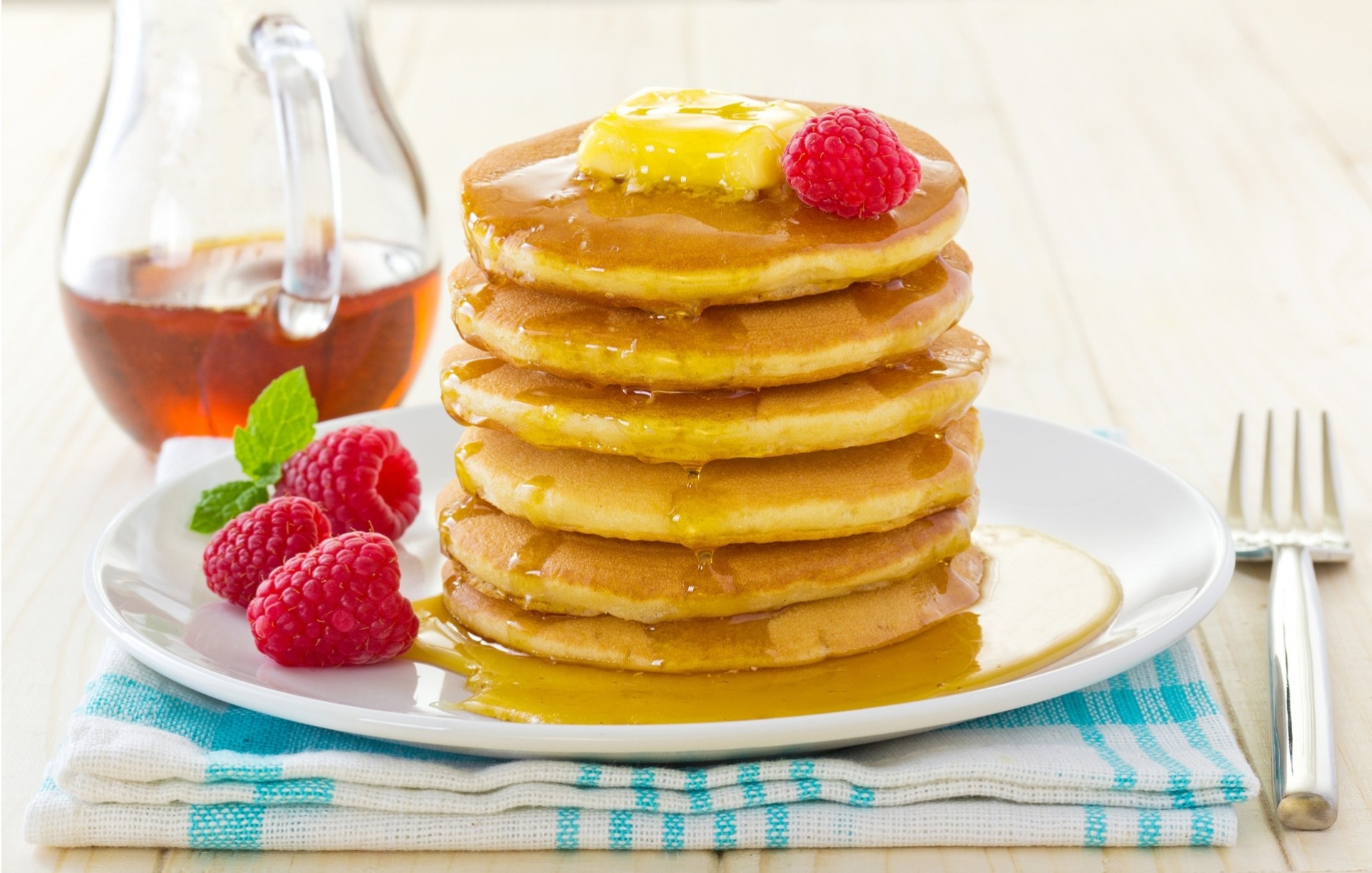 raspberry pancakes berries pitcher plate honey the fork