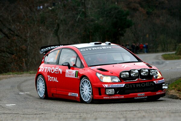 Citroen total red rides on the road