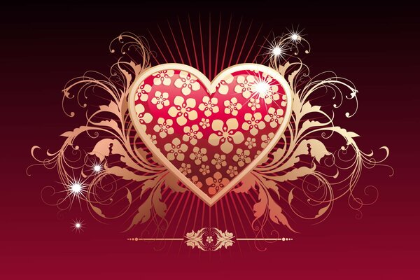 Red-gold heart on a bright background