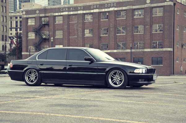 BMW car on the street near the building