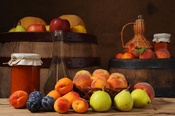 Superbe nature morte aux fruits mûrs