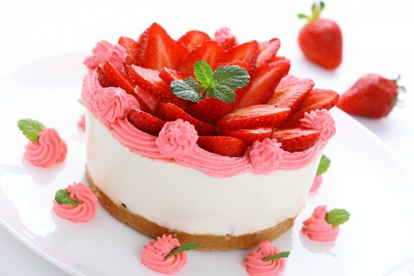 Birthday cake with strawberry decor