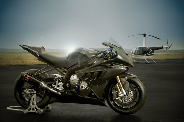 BMW ES 1000 Series Superbike with helicopter