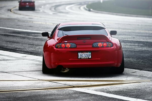 Red tayota supra in tuneng