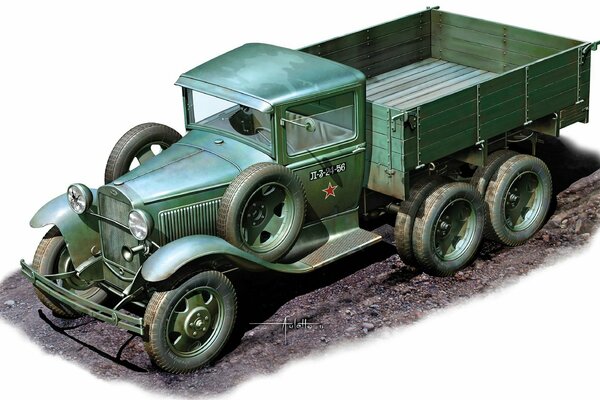 Model starej radzieckiej ciężarówki GAZ półtorka