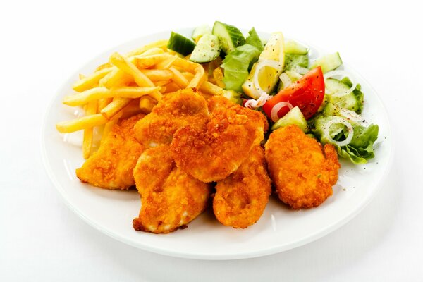 Juicy cutlets with potatoes and salad