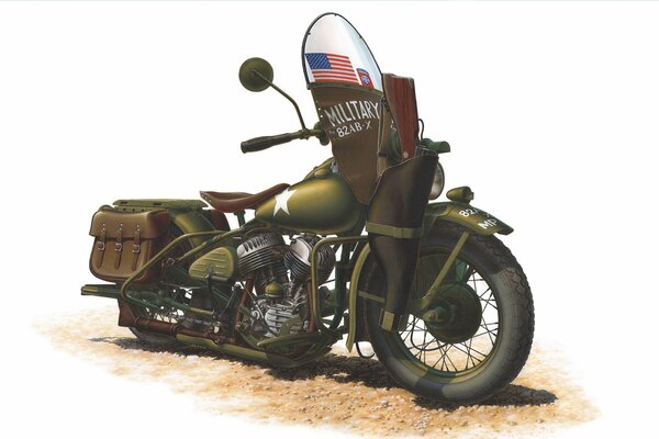 Arte della motocicletta americana Harley Davidson del 1942