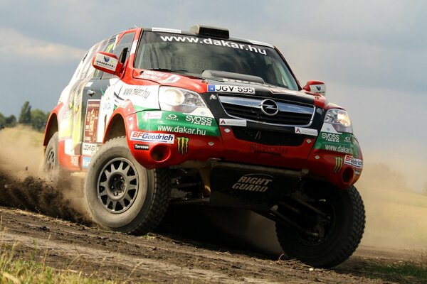 Rally jeep in motion big wheels