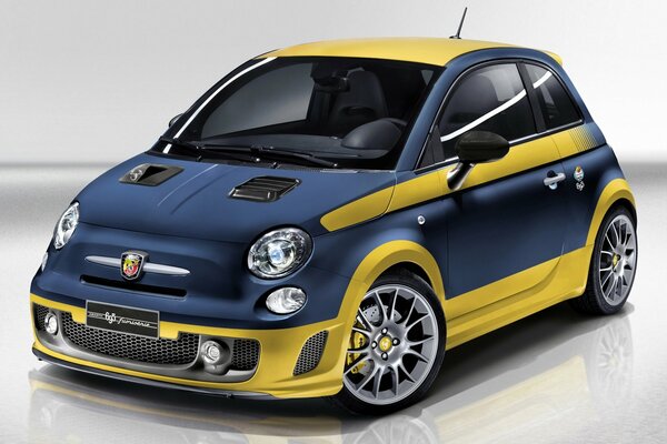 Blue fiat with yellow inserts