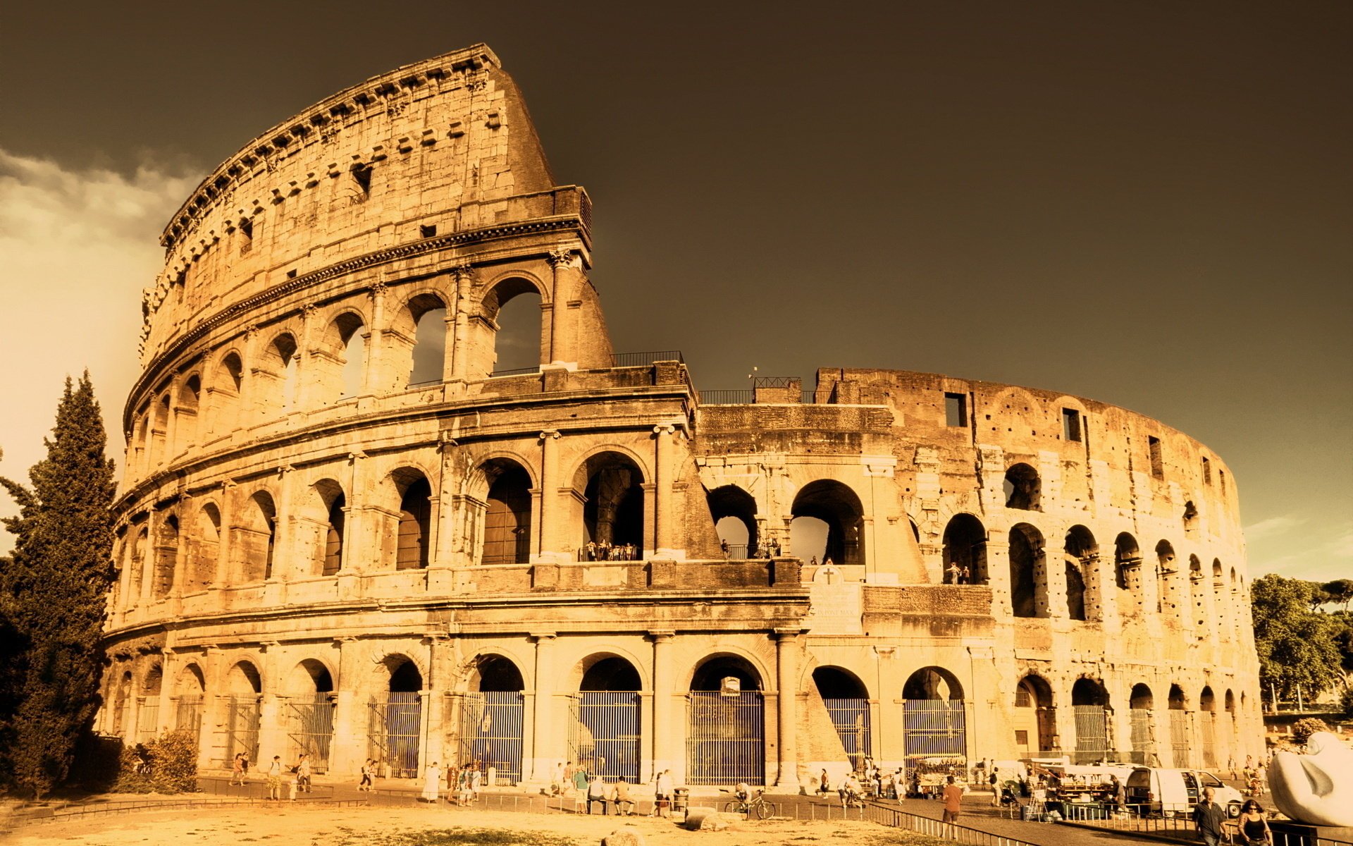 vista fabulosa antigua roma ciudad viejo coliseo