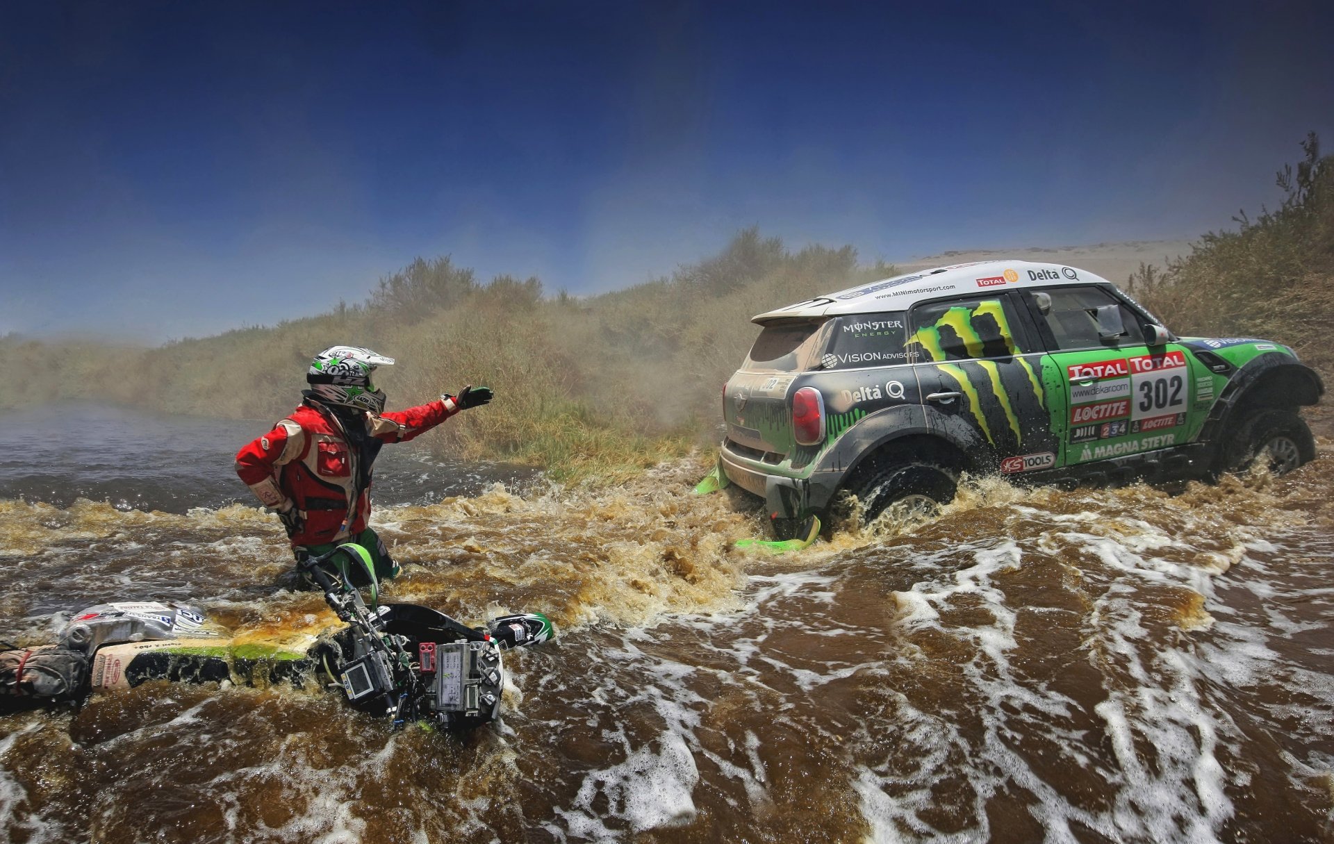 mini cooper mini mini cooper dakar rally x-raid verde moto racer fiume corrente acqua