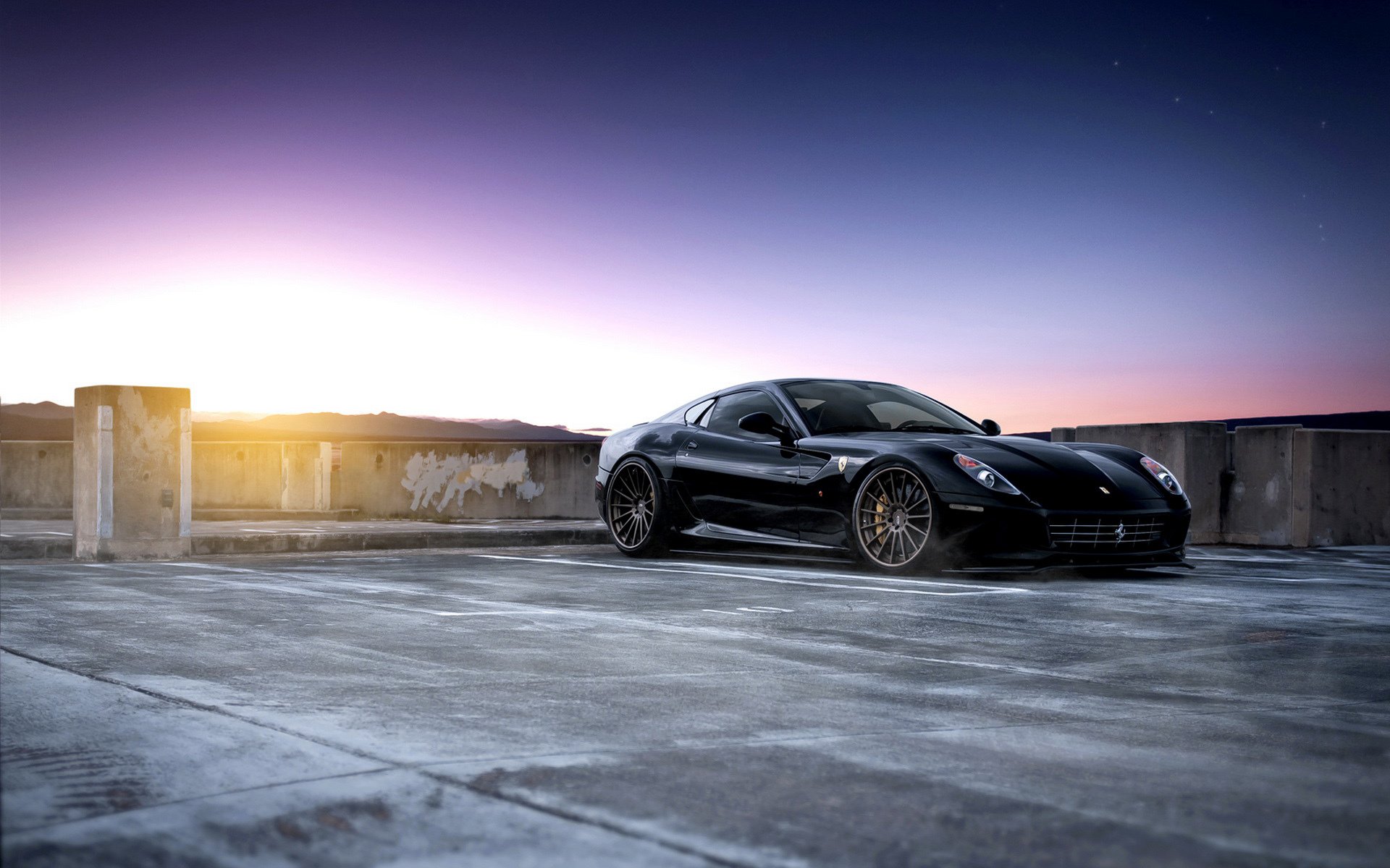 ferrari 599 gtb fiorano ferrari coche deportivo aparcamiento negro