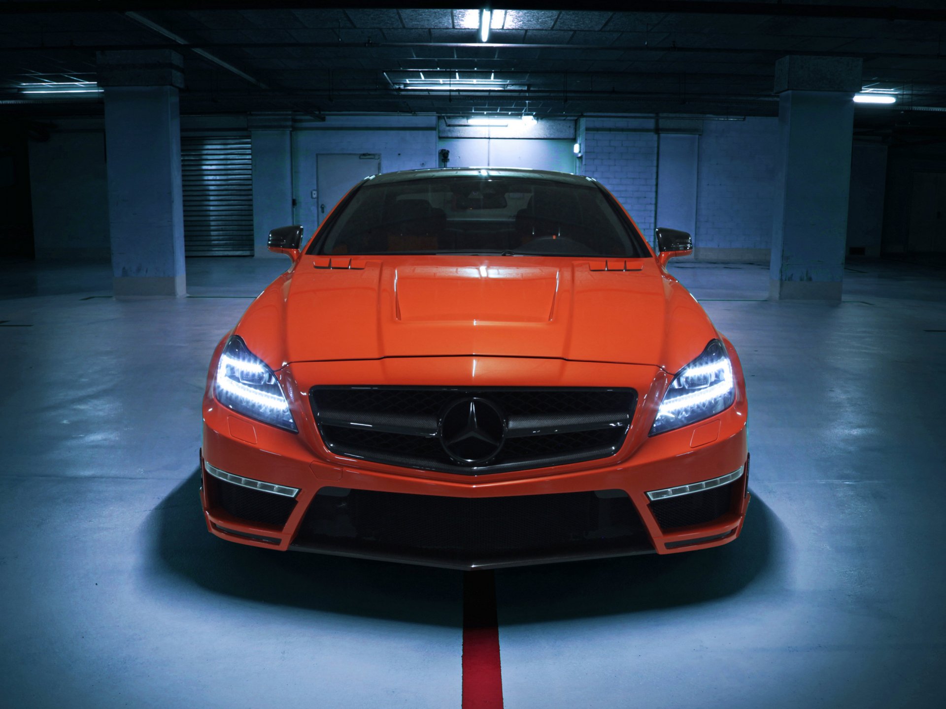 german special customs gsc mercedes-benz cls 63 amg car tuning front orange wallpaper auto