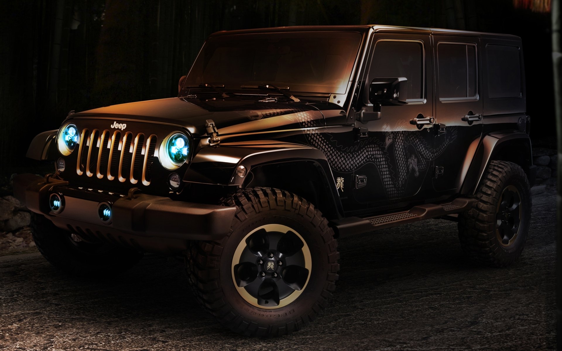 jeep wrangler drago concetto rengler concetto anteriore suv fari crepuscolo