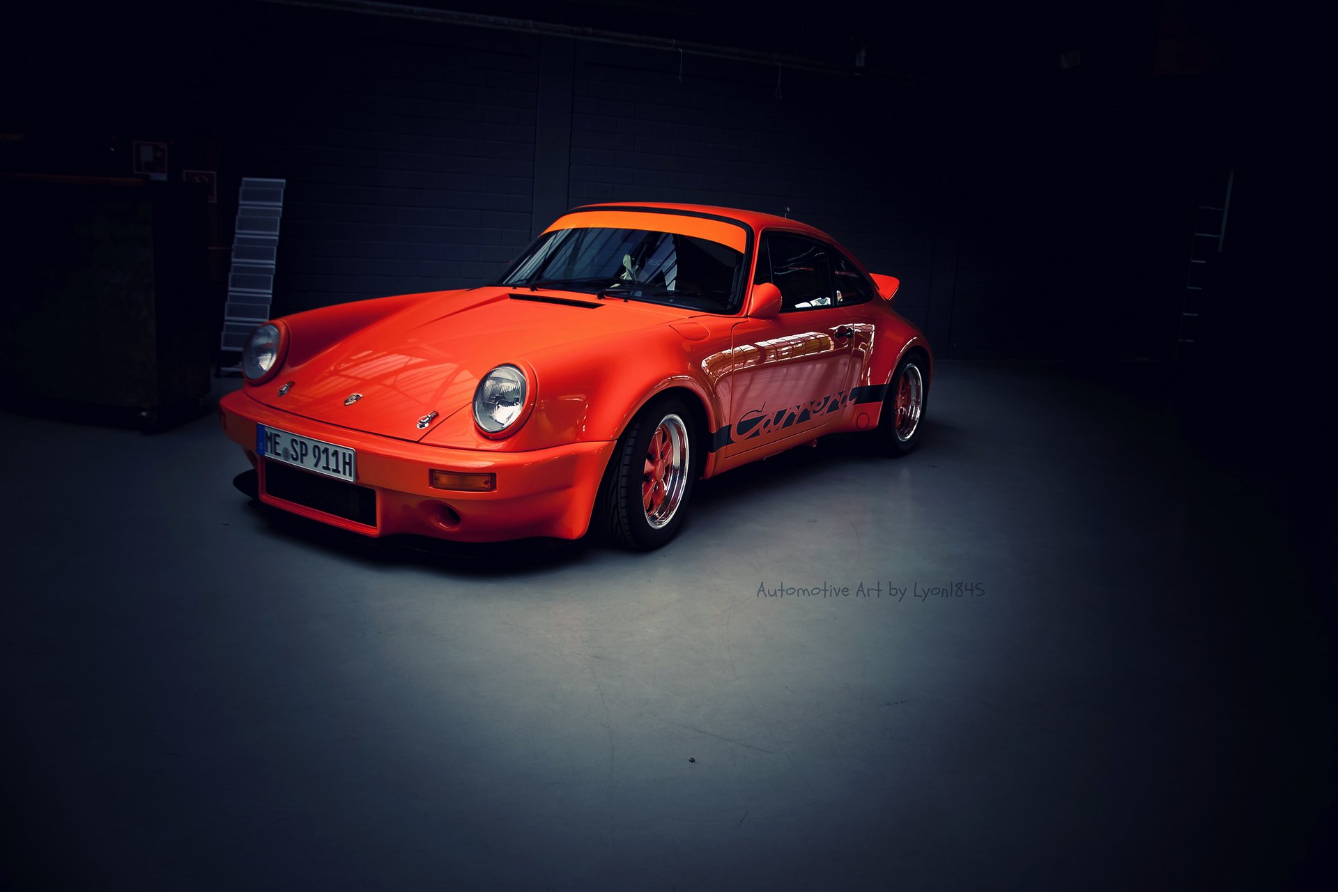 porsche carrera rs naranja garaje