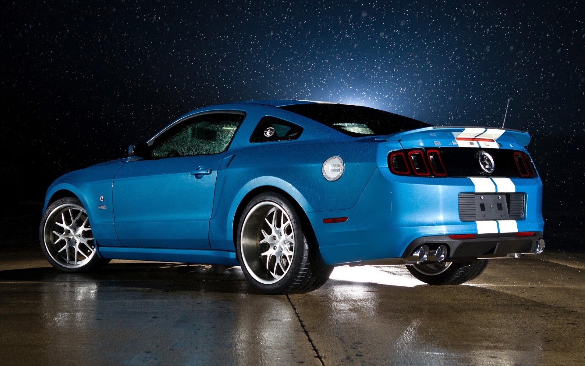 ford mustang shelby gt500 cobra gt500 rear view blue stripes muscle car muscle car background