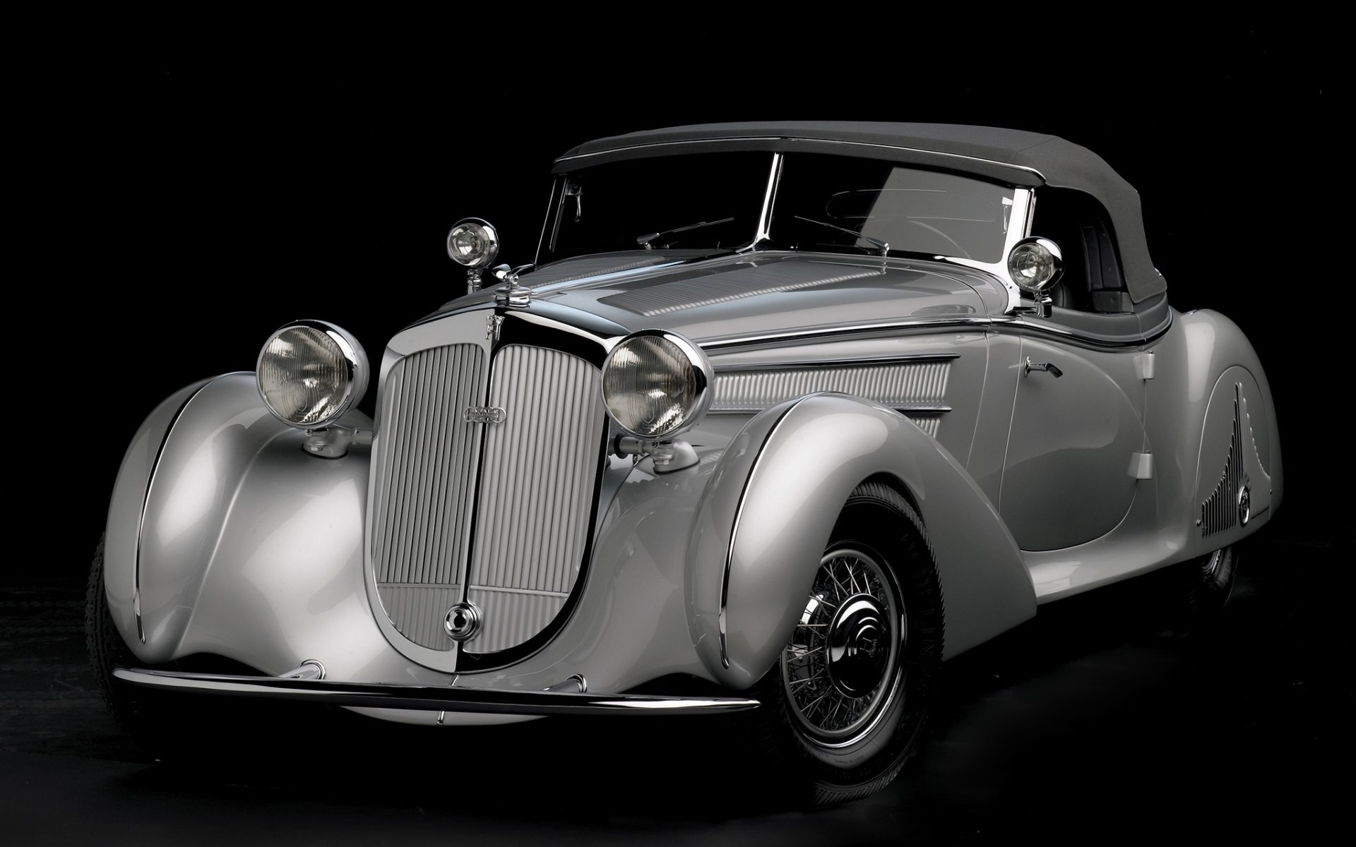 horch roadster especial por erdman & amp; rossi 1938 roadster frente plata retro hermoso coche penumbra