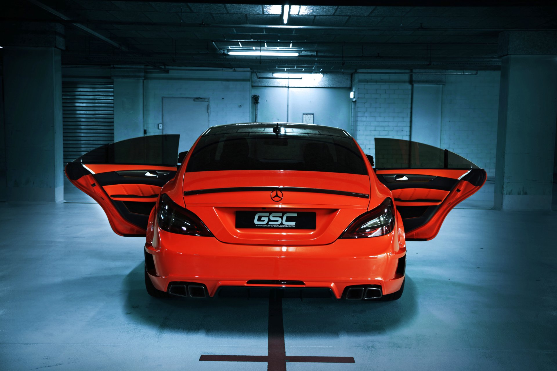 german special customs gsc mercedes-benz cls 63 amg back of machine doors tuning car nice