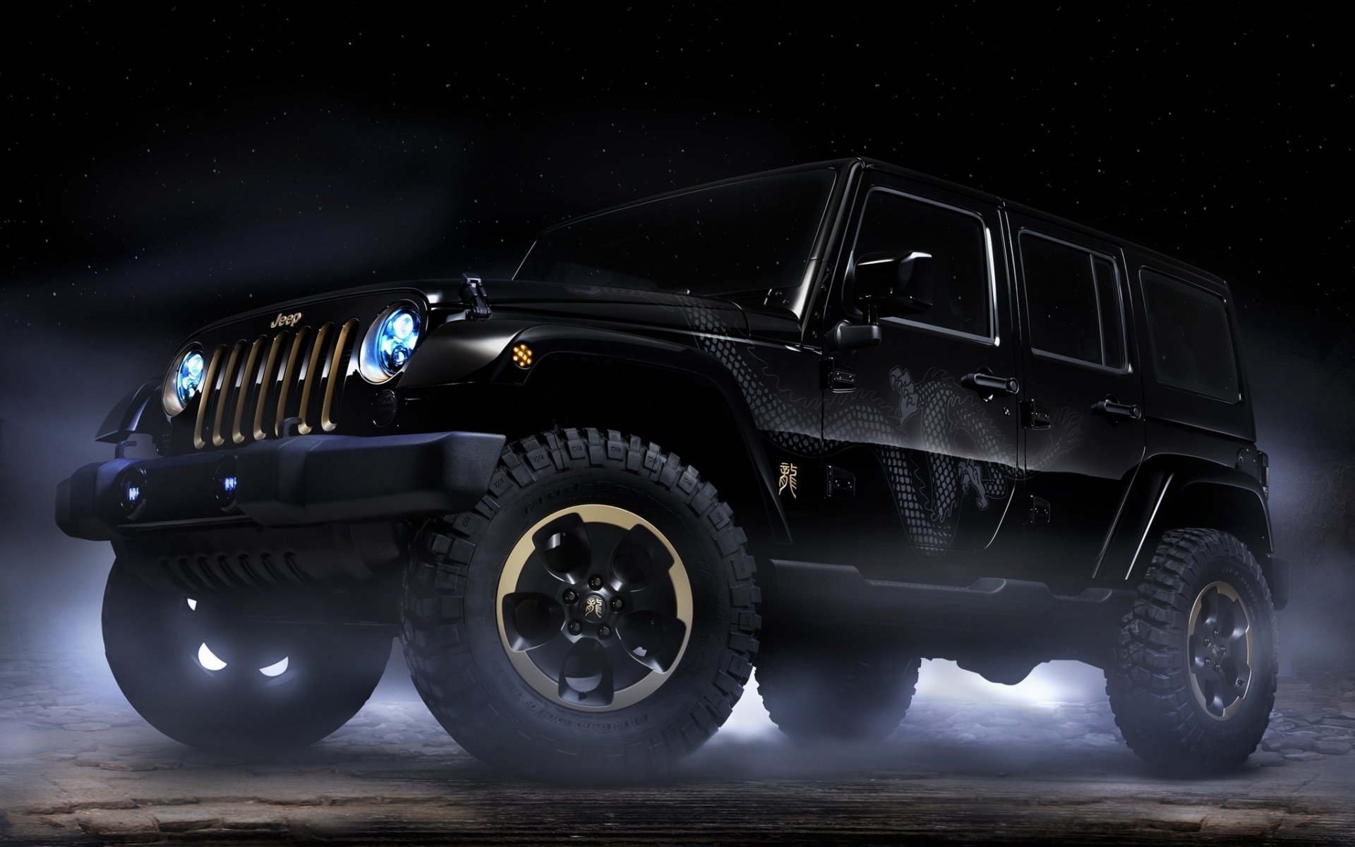 jeep wrangler dragon concept rangler concept front end suv headlights twilight