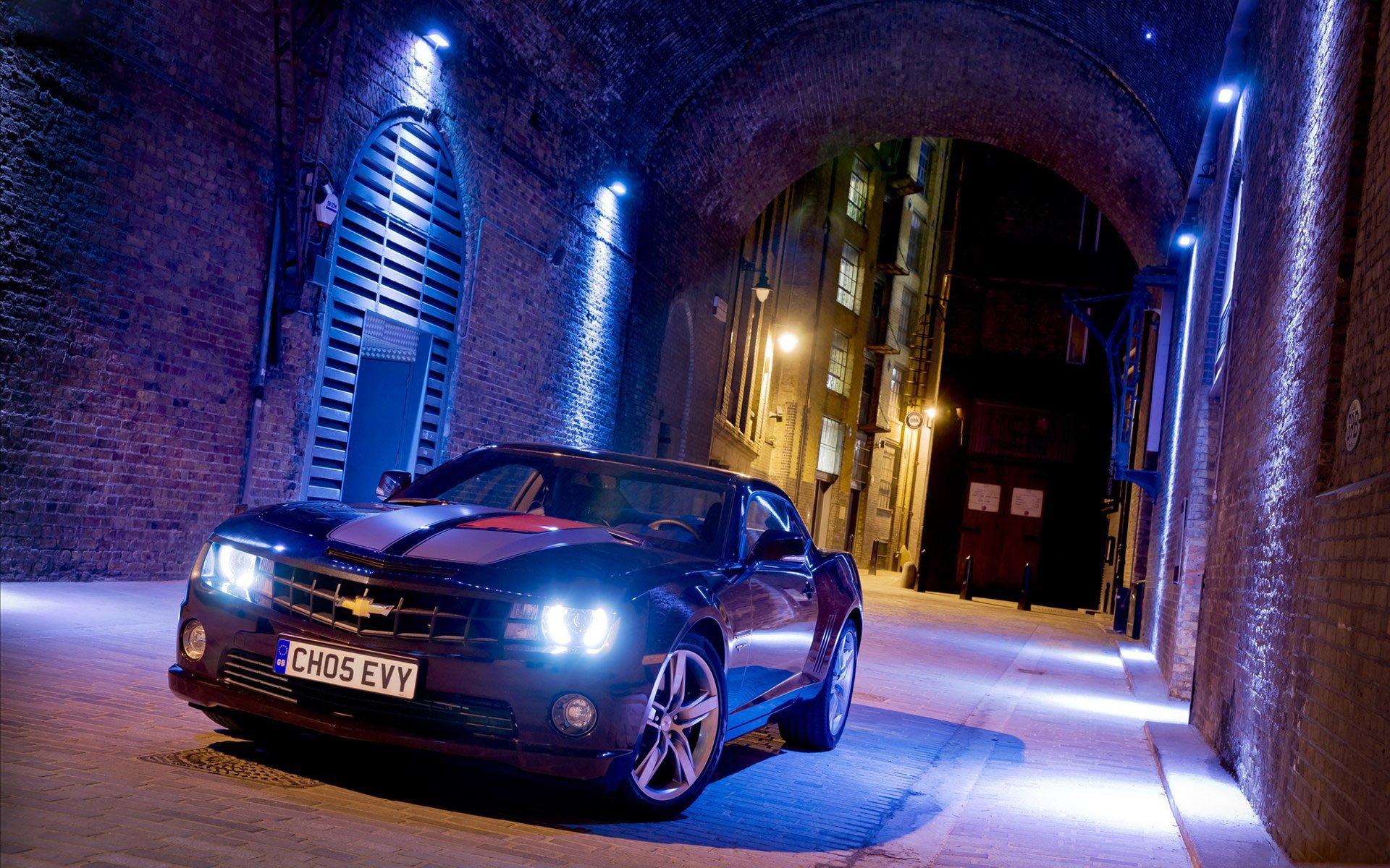 chevrolet camaro coupe chevrolet camaro frente faros coche del músculo coche del músculo noche luces