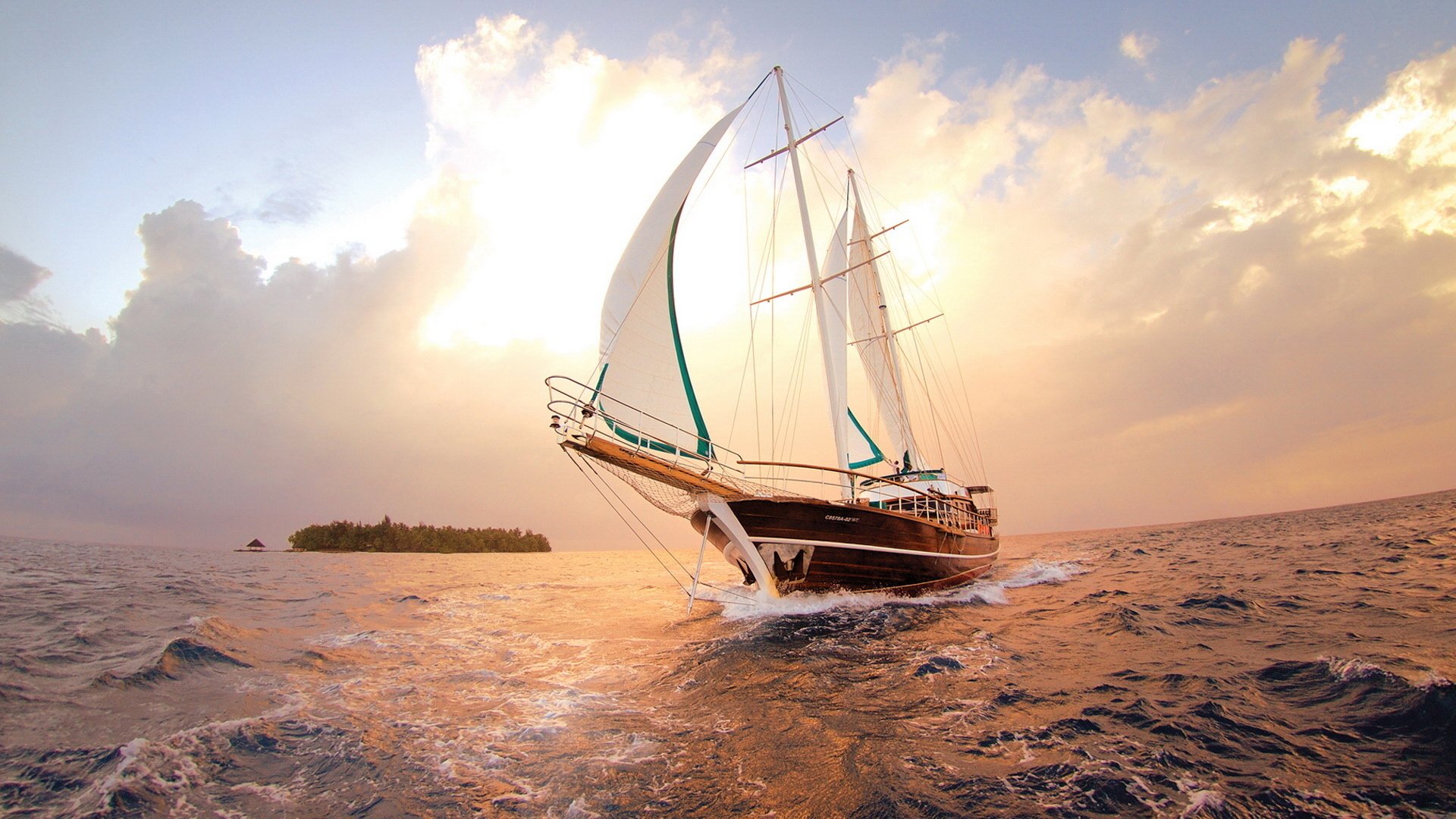 hip sail sunset sun sea water cloud