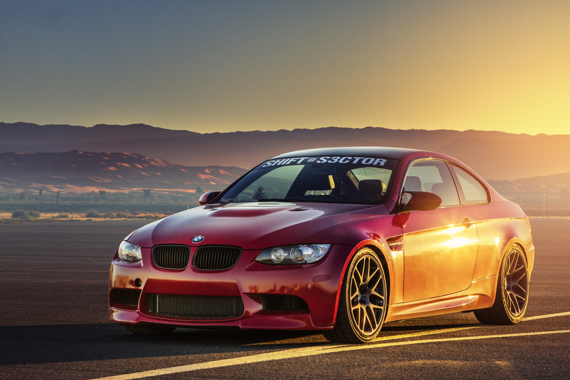 bmw m3 e92 red front bmw red sunset