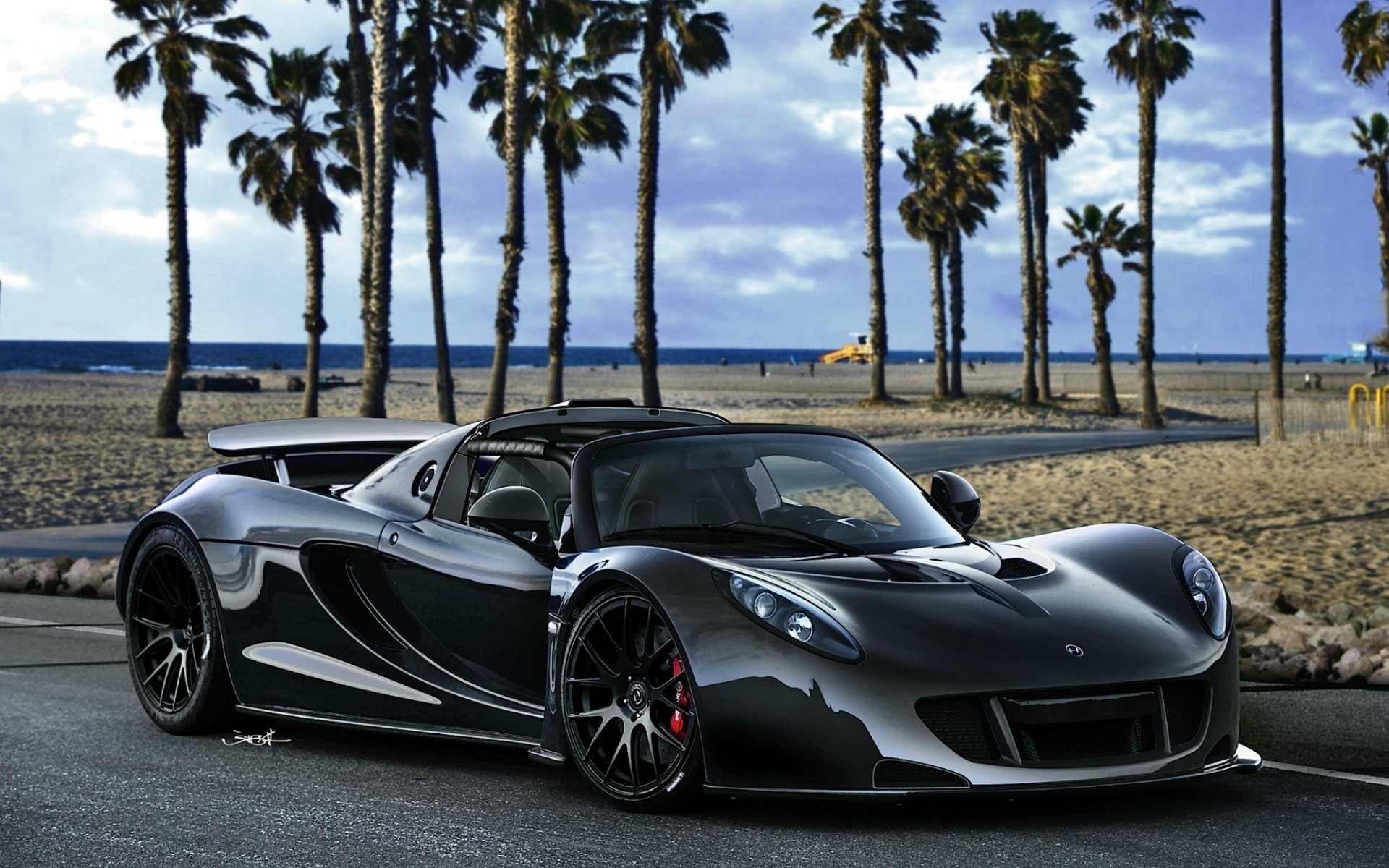 hennessey gt spyder hennessey venom gt spider anteriore supercar hypercar palme spiaggia cielo