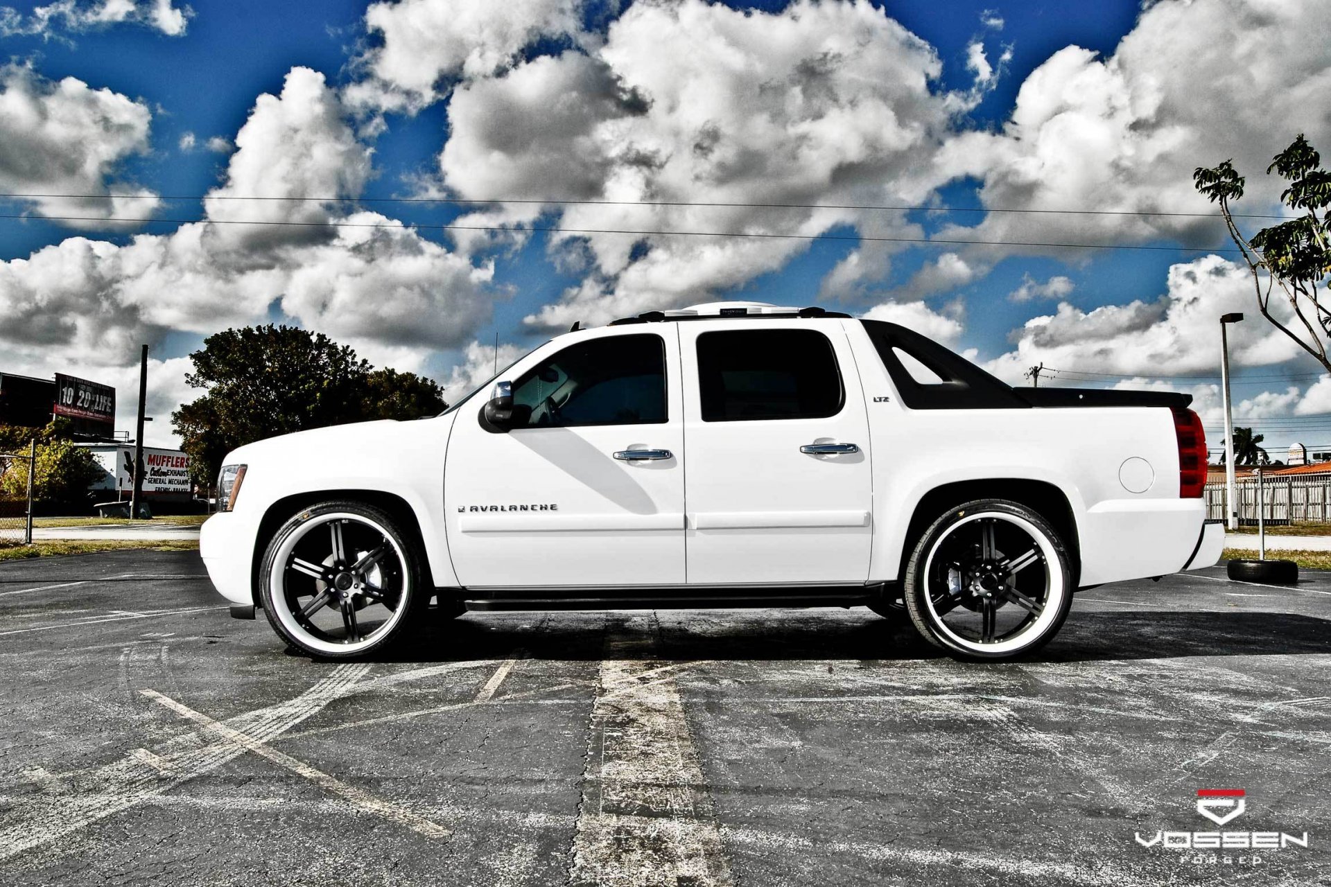 chevrolet white rims sky parking hdr