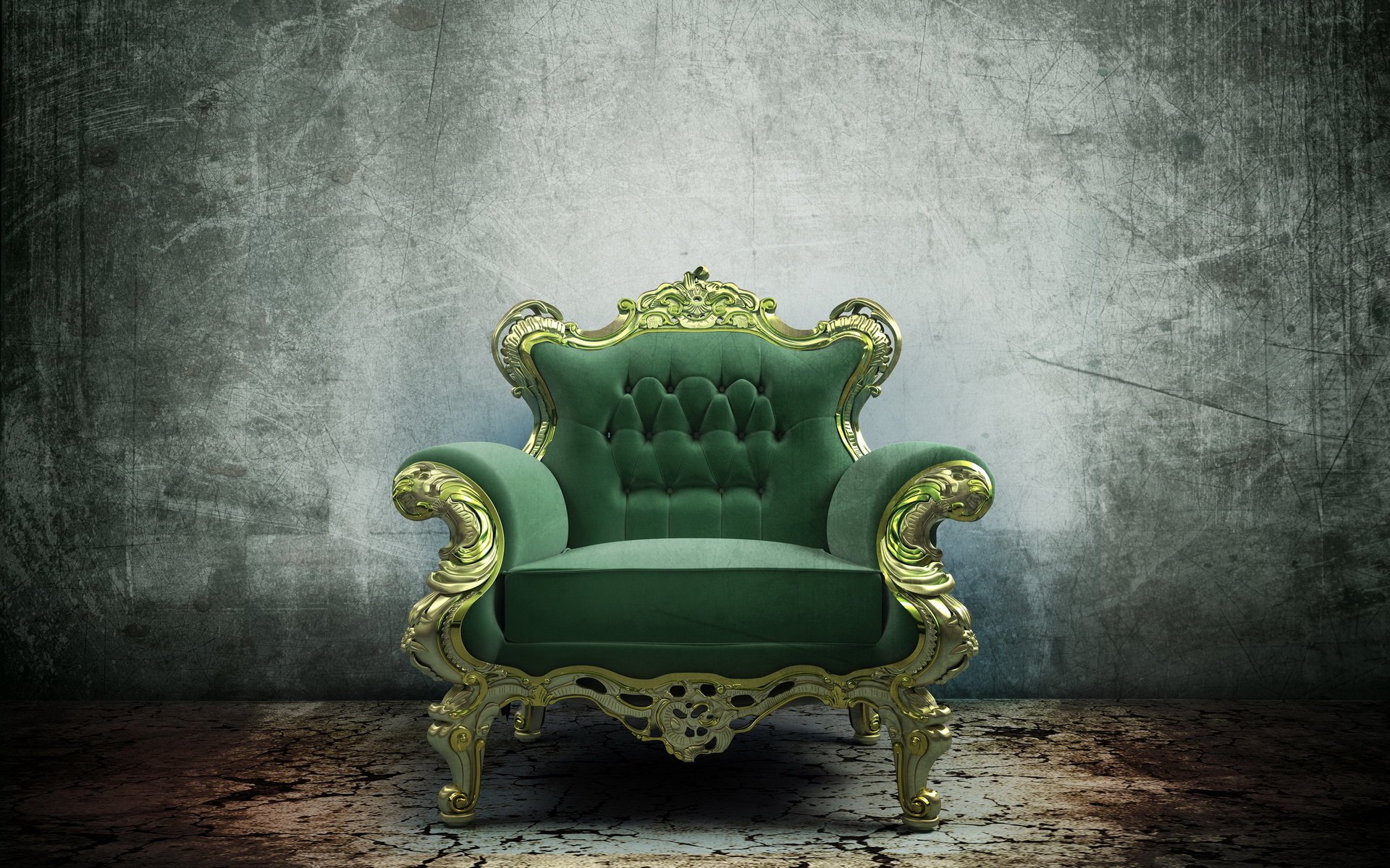 throne chair render armchair green furniture 3d