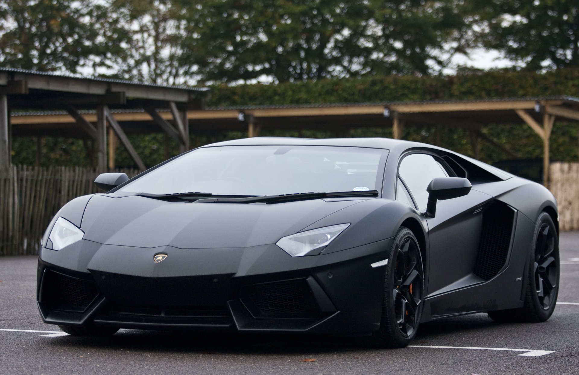 lamborghini aventador lp700-4 negro lamborghini aventador vista frontal árboles