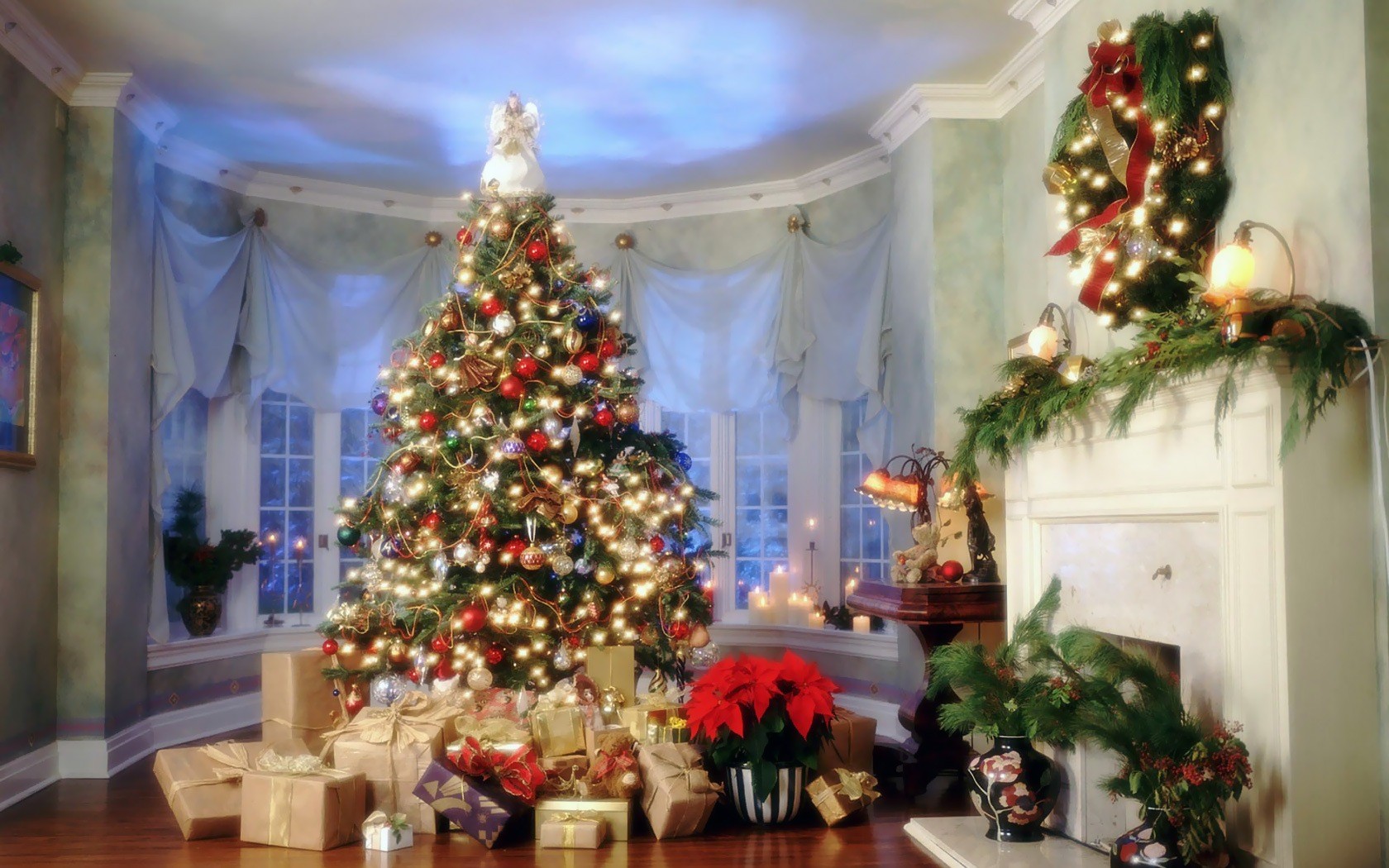 año nuevo casa árbol de navidad regalos