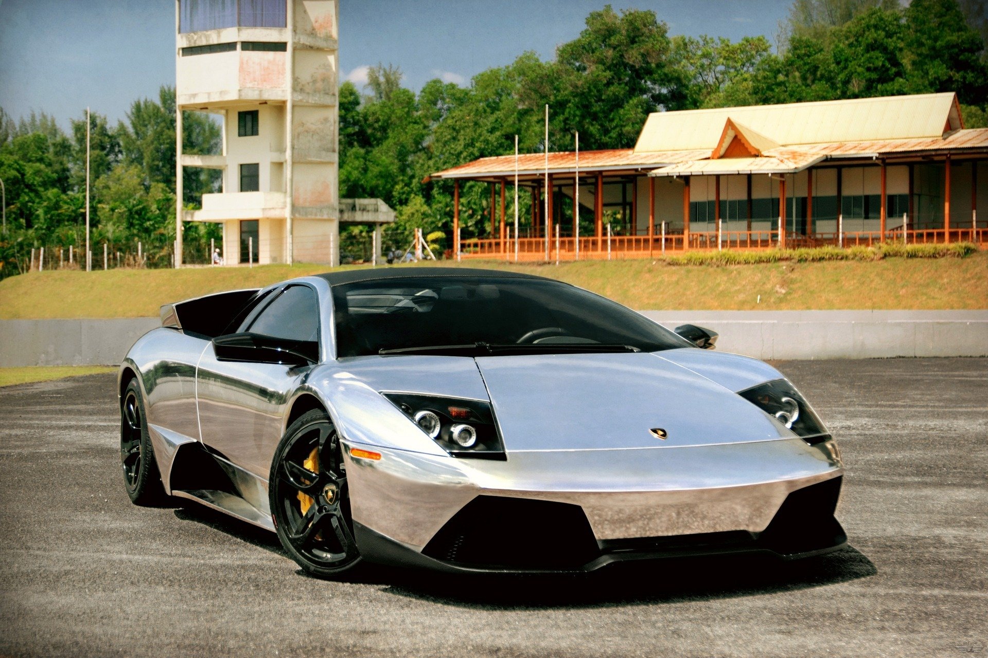 auto tapete lamborghini murcielago lp640 silber chrom sportcars schwarz räder tuning auto tapete lamborghini mursilago lp640 silber schwarz auto steht sportwagen sonne horshaya wetter