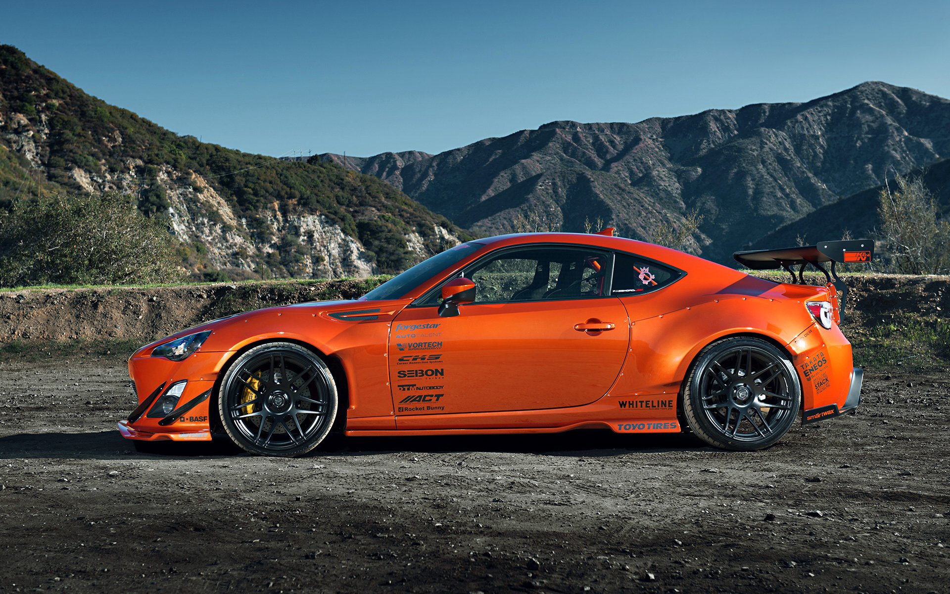 toyota scion fr-s tuning widebody spoilers orange style jantes roues montagne