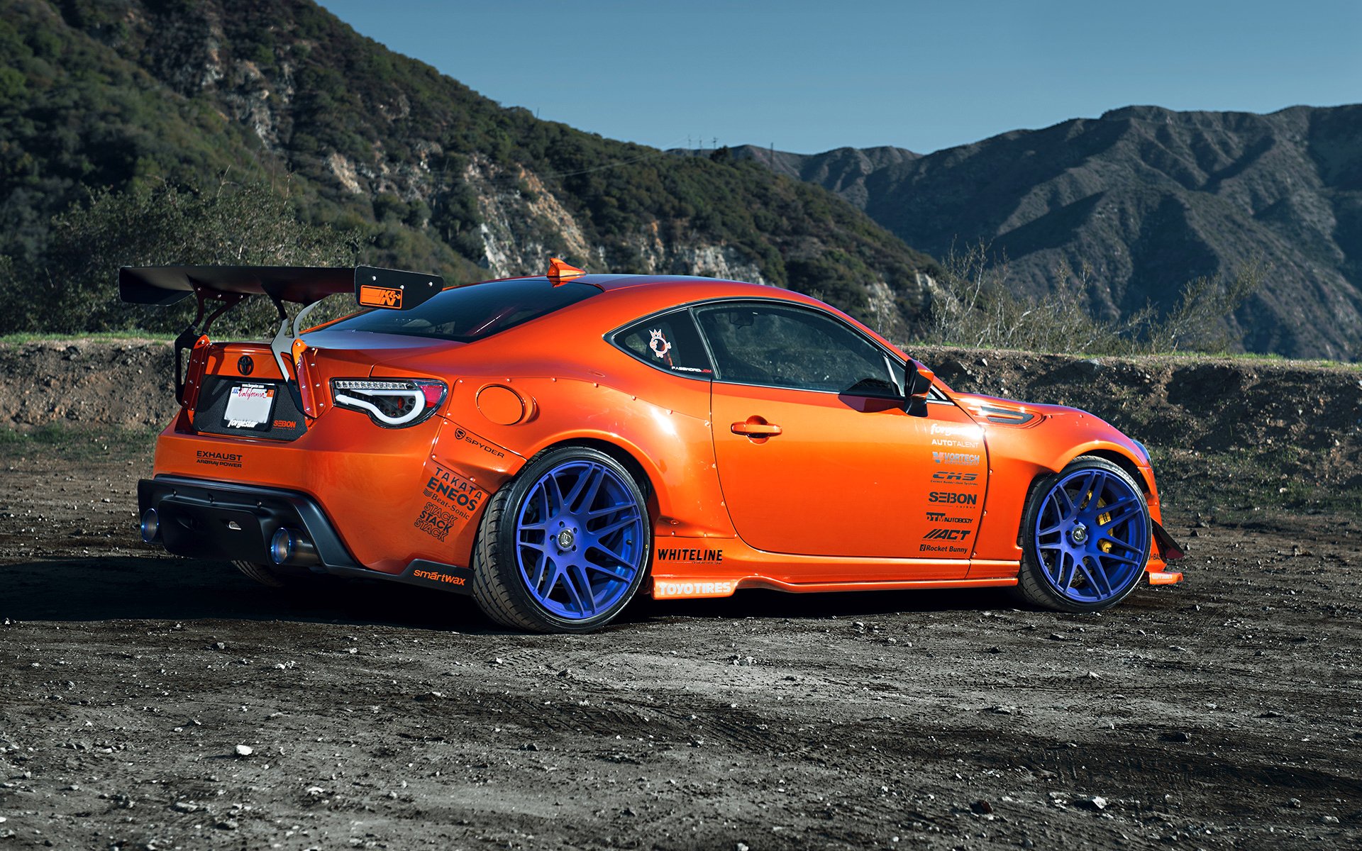 toyota scion fr-s tuning widebody spoilers orange style rims wheels mountain