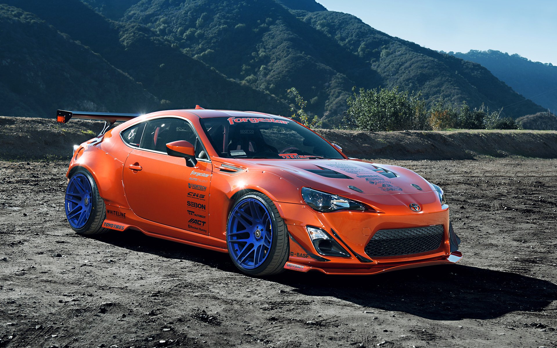 toyota scion fr-s tuning widebody spoilers orange style rims wheels mountain