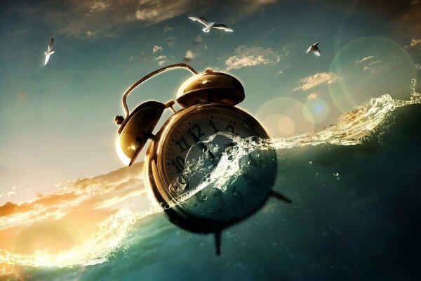 Floating clocks in the waters of the ocean