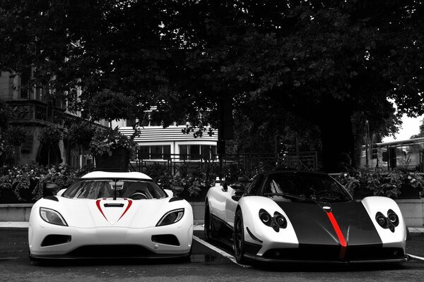 Supercars on a gray background.