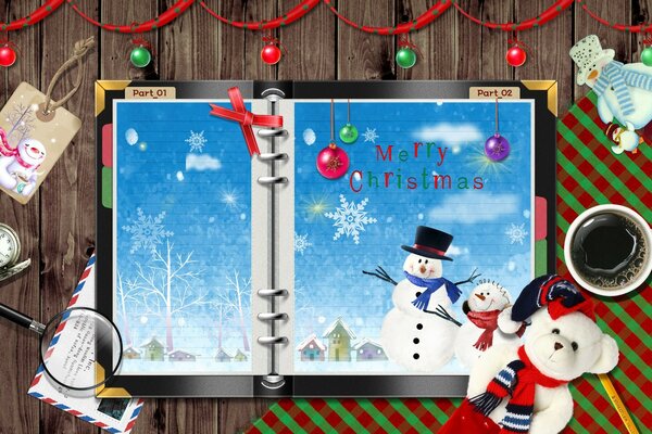 Christmas card with a snowman